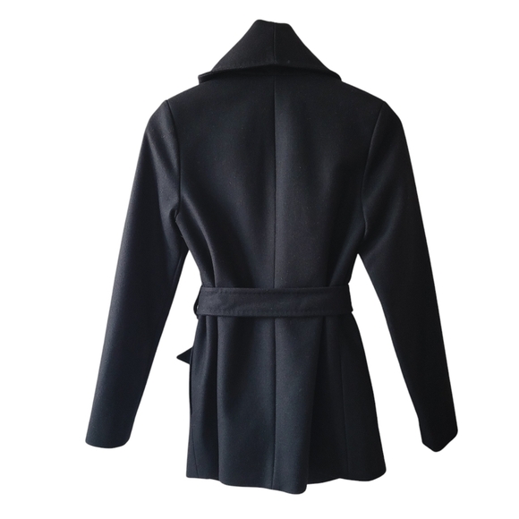 Ted Baker Black Wool Blend Wrap Coat - Picture 2 of 12